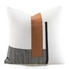 Cojín de almohada de 50 cm de piel sintética de color blanco cremoso con costuras de algodón y lino, moderno, ligero y lujoso, para habitación.