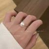 Anillo Coreano de Lujo Ligero de Alta Gama con Zircón y Perla para Mujer, Diseño Nicho Vintage, Anillo para Nudillo con Lazo, Joyería para Mano Abierta