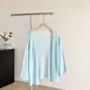 Estilo Coreano Design Elegante Irregular Manga Longa Tricô Cardigã Peça de Roupa Externa Feminina 2026 Outono Cardigã de Tricô Vazado Jaqueta Suave