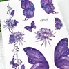 Nuevas Pegatinas de Tatuaje de Mariposa Morada y Loto Impermeables de Larga Duración Estilo Ins Decoración Facial Pegatinas Desechables Venta al por Mayor en Stock