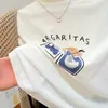Camiseta de manga corta con cuello redondo, estilo ins, blanca, única, de algodón puro, top casual, versátil y moderno para primavera y verano para mujer