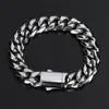 Hebilla de Resorte Europea y Americana Transfronteriza Cadena Cubana de Acero Inoxidable Pulsera para Hombre Marca de Moda Hip-Hop Pulsera de Acero de Titanio Joyería al por Mayor