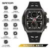 Reloj Estudiante Sanda Deportes al Aire Libre Repetición Doble Pantalla Forma de Barril para Estudiantes de Secundaria y Preparatoria Reloj Electrónico Multifuncional