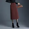 Saia lápis de lã estilo coreano, saia de comprimento médio, nova saia feminina para o trabalho outono e inverno 2026