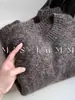 ¡Altamente Recomendado! Suéter de Cachemira de Alta Gama Estilo Europeo Color Café para Mujer, Tejido de Punto Pullover Engrosado y Cálido para Otoño e Invierno