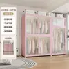 Guarda-Roupa de Aço Estilo Moderno para Armazenamento no Quarto, Guarda-Roupa de Chão para Apartamento de Aluguel Infantil, Cabideiro de Armazenamento à Prova de Poeira para Adultos