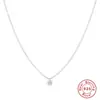 Colar de Prata de Lei S925 com Zircônia Única Acessórios de Casamento para Noivas Moda Europeia e Americana Ins Colar Simples para Uso Diário