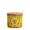 Pote de Condimentos Esmaltado Estilo Chinês Novo Pote de Sal de Cerâmica Jingdezhen Garrafa de Condimentos Pote para Macarrão com Pimenta Pote de Açúcar Pote de Molho Vinagre com Tampa