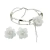 Collar gargantilla de camelia vintage para mujer, juego Ins, cadena para clavícula de perlas de doble capa, pendientes de pétalos