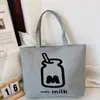 Bolso de Hombro Nuevo Estampado, Bolso de Lona para Mujer de Mano, Bolso Tote Estilo Coreano de Gran Capacidad, Bolso Artístico para Estudiante