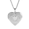 Caja de fotos abierta con forma de corazón de acero inoxidable collar con colgante de acero de titanio marco de fotos con colgante con forma de corazón chapado en oro de 18 quilates