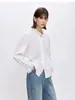 Ropa Nueva de Mujer Primavera 2026 Algodón Puro Estilo Palacio Francés Blusa con Cuello Alto Camisa de Encaje Blusa Blanca de Manga Larga