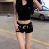 Roupa de Influenciador da Moda Semelhante a Hot Girl Y2K Retrô Boate Sexy Cintura Baixa Justo no Corpo Shorts Jeans Ultra-Curtos com Cinto da Moda