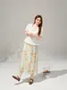 Saia Midi Evasê Cintura Apertada Estilo Pintura a Óleo Fotogênica Atmosférica Roupa Feminina Plus Size Esconde Gordura Saia Emagrecedora 88024