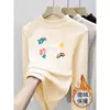Nuevo Top Térmico de Forro Polar Otoño/Invierno para Niños, Cuello Semi Alto, Estampado Lindo de Niña Pequeña, para Niños Medianos/Grandes, Ropa Interior, Top Ajustado