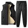 Estilo comércio exterior 0713 conjunto de três peças plus size conjunto de duas peças outono e inverno masculino gola alta colete jaqueta de lã de cordeiro ultrassônico