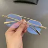 Nuevas Gafas Retro Trendy de Medio Marco con Montura Dorada Sin Marco para Hombres y Mujeres, Adecuadas para Lentes Graduados o Sin Graduar, Anti-Luz Azul
