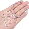Anillo de Aleación Plateado Color Duradero con Diseño de Corazón, Flor y Gato, Accesorios para Pulsera, Collar, Colgante Hechos a Mano para DIY