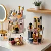Caixa de armazenamento de mesa giratória para cosméticos e skincare, organizador de penteadeira para casa, caixa de armazenamento para banheiro, luxo leve, em estoque