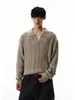 Suéter Retro Americano Estilo Old Money con Cuello Polo Texturizado para Hombres y Mujeres, Punto Holgado de Alto Nivel Estilo Perezoso para Otoño e Invierno