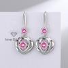 Aretes para Mujer Estilo Coreano Artístico Fresco Dulce Rosa Diamante Zirconia Corazón a Corazón Aretes Elegantes Cortos