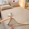 Fresco e simples, conjunto de três peças de tapete fresco de tecido grosso de algodão, adequado para inverno e verão, capa de cama de tapete fresco macio com ar condicionado com acolchoamento de algodão