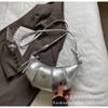 Bolso plateado mujer 2024 nueva moda bolso dumpling bolso bandolera media luna bolso de hombro nicho alta gama bolso croissant