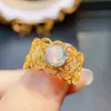 Anillo Popular de Ópalo Blanco Natural al por Mayor de Fábrica Plata S925 Incrustado Piedra Principal 7*7 Joyería de Lujo Venta Directa de Fábrica