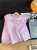Guangzhou Treze Linhas Bestseller de Alta Qualidade~Estilo Casual Grosso Roxo Gola Reversível Cardigan de Tricô Casaco Suéter para Mulheres Outono Inverno