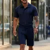 Nuevo Traje Casual de Otoño Transfronterizo para Hombre de Amazon: Camisa Polo Jacquard de Color Sólido con Cuello de Solapa y Botones, y Pantalones