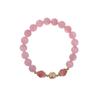 Pulsera de Cristal Natural Qiaoen para Mujer Pulsera de Cristal Rosa Rosa Flor de Durazno Joyería de Nicho Regalo para Novia Venta al por Mayor