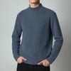 Camiseta de seda y lana pesada de 300 g para hombre, de manga larga, con forro polar, cálida, de cuello semialto, de terciopelo de doble cara y cuello medio.