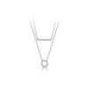 Collar de plata S925 para mujer, estilo coreano, elegante y fresco, con anillo de diamantes incrustados, cadena de clavícula de doble capa D7771