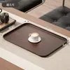 Bandeja imitación madera, bandeja de té rectangular retro estilo chino nuevo, bandeja para servir, bandeja de almacenamiento para juego de té de café, postre, bocadillos