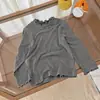Ropa interior de otoño 2026 para niñas, nuevo estilo, con volantes, cuello semi-alto, para niños, top liso de manga larga para bebé niña