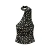 Moda Europea y Americana Transfronteriza Popular en Aliexpress Top Estilo Bufanda de Satén de Seda con Cuello Halter + Pantalones de Campana de Satén de Seda