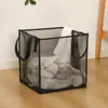 Cesta de Lavandería de Malla Grande Multifuncional para Ropa Sucia, Cesta de Lavandería Plegable para Baño