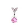 Anel de umbigo em formato de borboleta com zircônia colorida transfronteiriço, piercing de umbigo, joia para perfuração corporal, fábrica de origem, atacado online