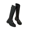 Botas Altas de Cuero Lavado con Forro de Polar Estilo Retro para Mujer, Nuevo Estilo 2026, Tacón Grueso Adelgazante, Tubo Alto, Botas Largas de Montar
