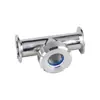 Visor de Vidrio para Unión de Tres Vías de Instalación Rápida Sanitaria / Acero Inoxidable 304 316L