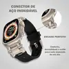 Pulseira de Silicone Premium com Conector de Aço Inoxidável, Compatível com IWatch 11 10 9 8 7 6 5 4 3 2 1 SE Ultra 1 e Ultra 2, Ultra 3 44mm, 45mm, 46mm, 49mm