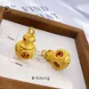 Pingente Esmaltado Banhado a Ouro em Formato de Cabaça com Diamantes, Filigrana Banhada a Ouro de Cobre, Novo Estilo Chinês, Corrente de Suéter de Luxo Leve, Versátil e Exquisito
