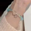 Pulsera de Cristal Blanco Estrella Brillante, Joyería de Nicho de Lujo Ligero, Aspecto Fresco y Desgastado, Edición Limitada de Verano, Pulsera Exquisita y Elegante