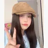 Gorra Retro de Gamuza para Mujer 2026 Nuevo Estilo Coreano Boina Primavera y Otoño Circunferencia de Cabeza Grande Adelgazante Gorra de Periodista
