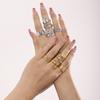 Anillo de moda transfronterizo Xinyixin con textura irregular de acero inoxidable PVD chapado en oro, anillo de dieta ajustable, combinación de anillo de dedo
