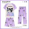 Conjunto de Pijama Infantil de Três Peças, Shorts de Manga Curta, Calça Longa, Calça Casual com Desenho Fofo, Roupa para Pais e Filhos, Roupas de Casa Infantis Tamanho Médio e Grande, Moderno