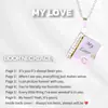 Collar de Acero de Titanio, Popular en Europa y América, Collar con Forma de Libro de Carta de Amor Grabada, Collar con Forma de Sobre de Carta de Amor Abrible, Cadena para Clavícula