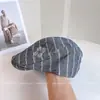 Chapéu de Moda com Bordado Floral Listrado Vintage para Mulheres, Chapéu de Pescador Casual Versátil para Outono, Chapéu Estiloso da Moda com Bico de Pato
