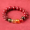 2026 é o Ano do Cavalo, Pulseira Pixiu de Areia Dourada Roxa Natural com Cinábrio, Pulseira para Homens do Ano de Nascimento do Deus da Riqueza de Cinco Vias