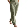 Calças Longas Masculinas 2025 Calças de Praia de Verão Cordão Cintura Elástica Reta Cor Sólida Confortável Moda Diária Streetwear